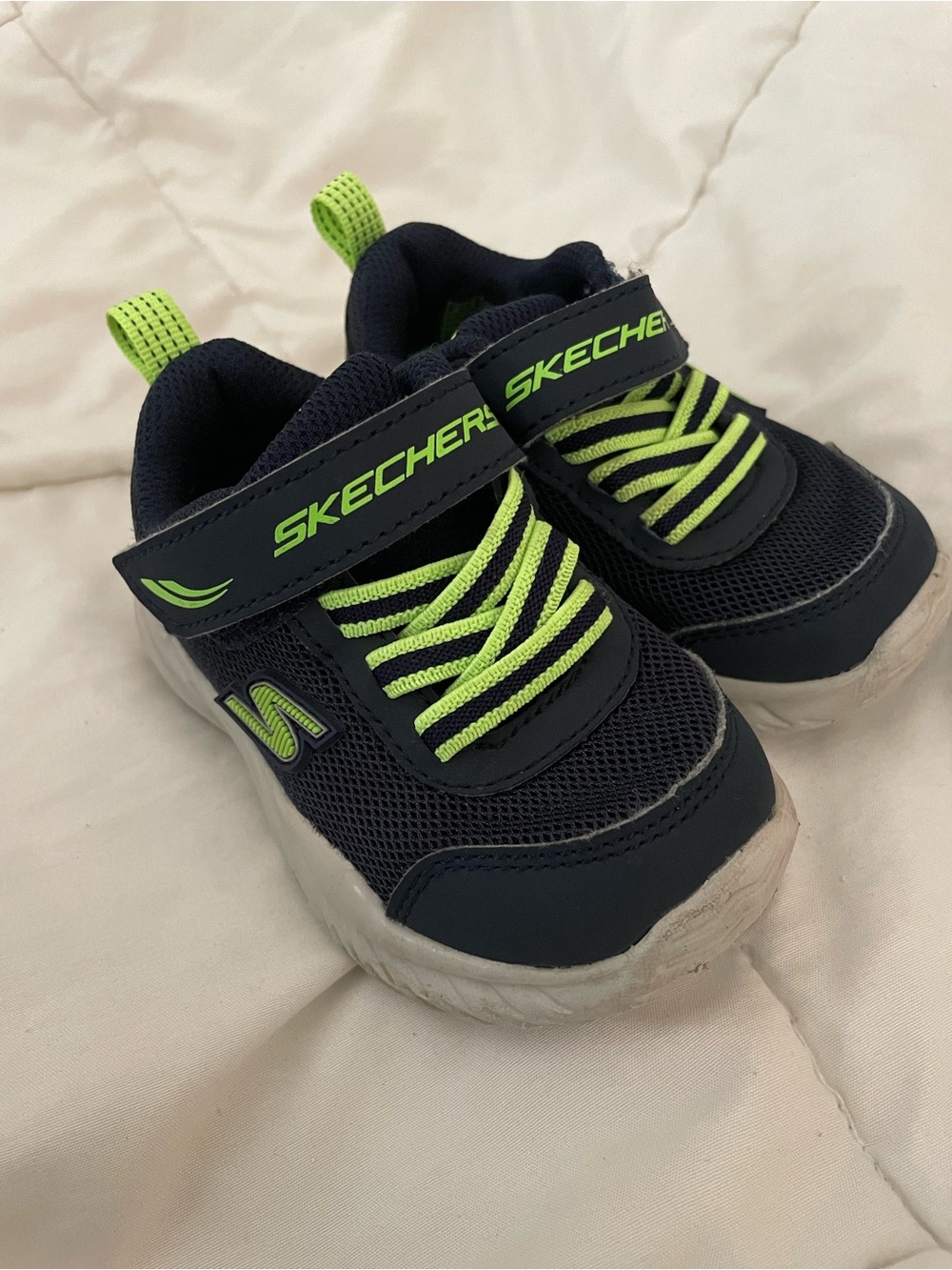 Skechers Nitro Sprint Rowzer Toddler Size 6 Navy Lime Green Athletic Sneakers Ho